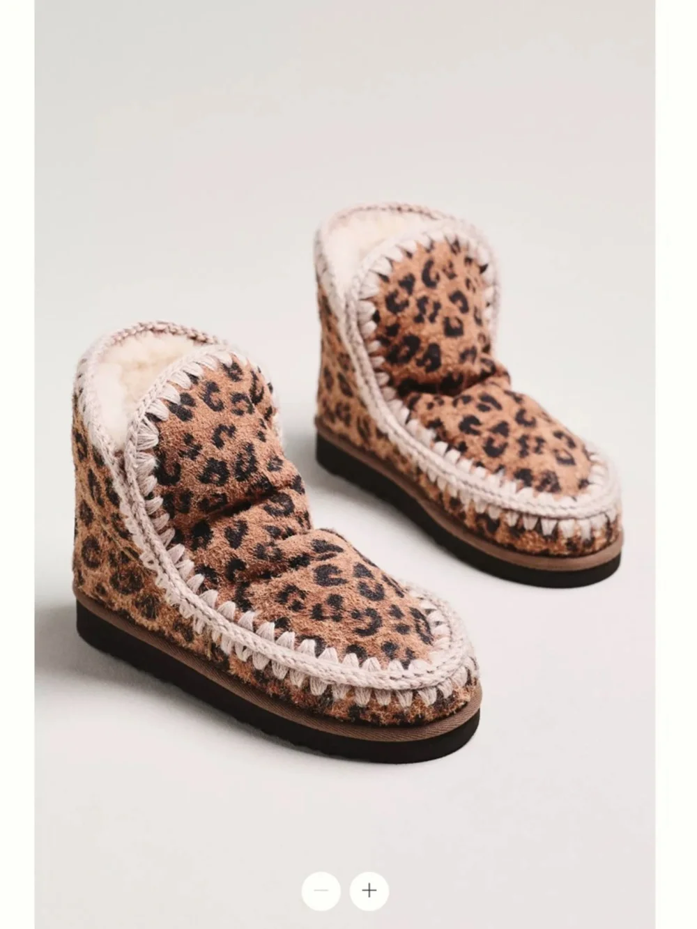 MOU Leopard Stitched Detail Suede Boots